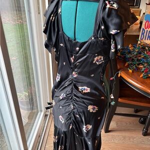 Betsey Johnson Black Floral Backless Gown
